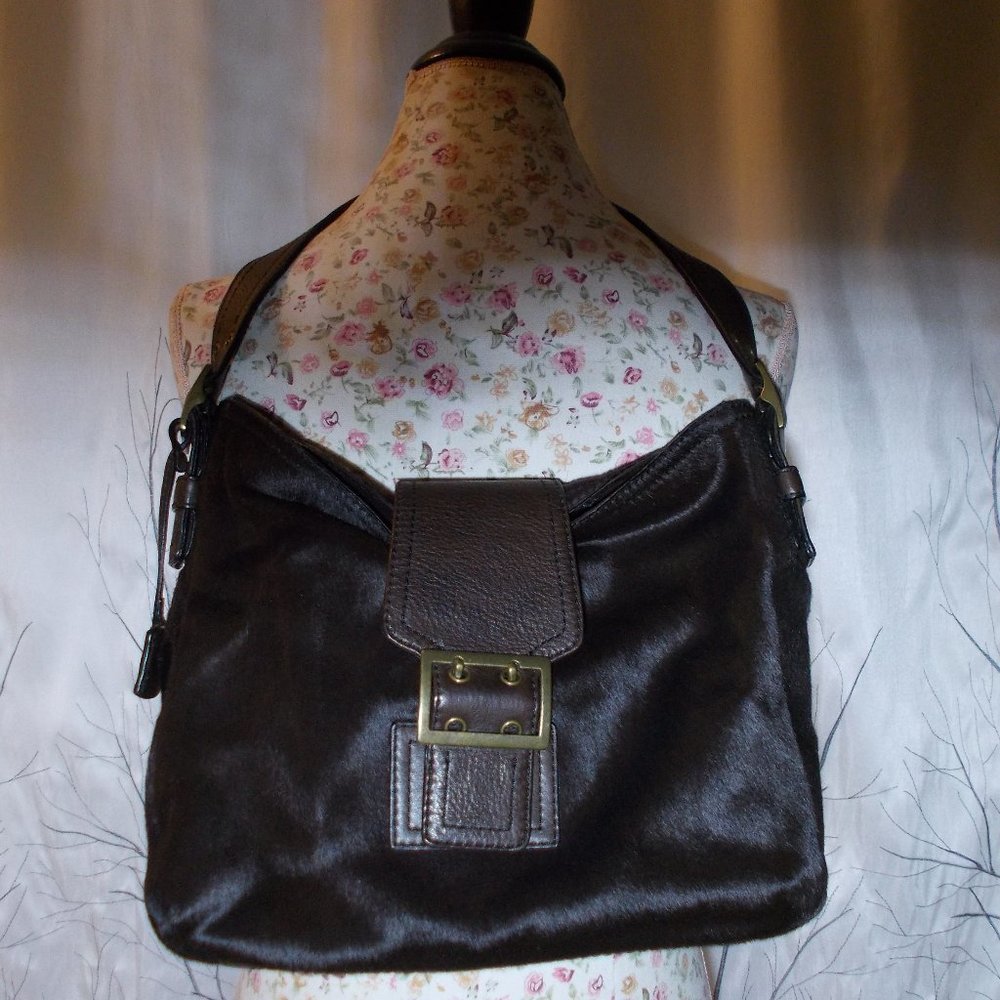NWOT Banana Republic Cow Hide fur and Leather Brown Bag